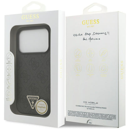 Etui MagSafe do Apple iPhone 18 Pro / 17 Pro, Guess, 4G Triangle Strass, Czarna