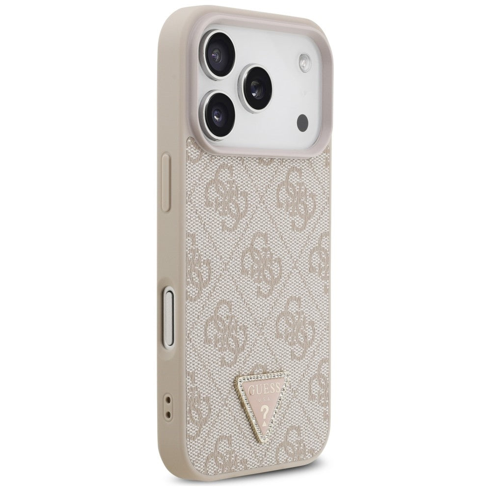 Etui MagSafe do Apple iPhone 18 Pro / 17 Pro, Guess, 4G Triangle Strass, Różowe