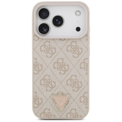 Etui MagSafe do Apple iPhone 18 Pro / 17 Pro, Guess, 4G Triangle Strass, Różowe