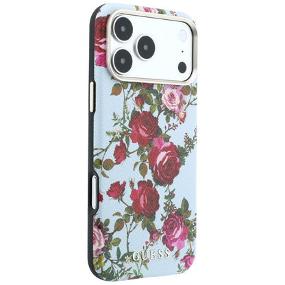 Etui MagSafe do Apple iPhone 18 Pro / 17 Pro, Guess, Blossom Roses Print, niebieski