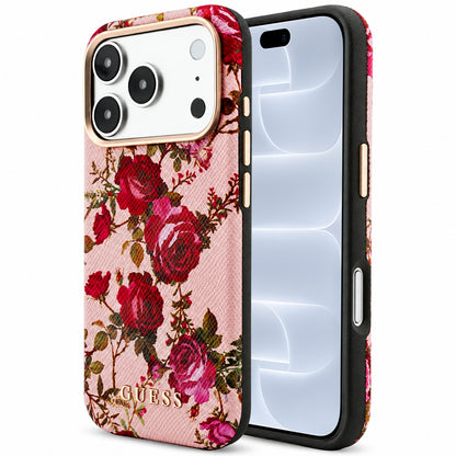 Etui MagSafe do Apple iPhone 18 Pro / 17 Pro, Guess, Blossom Roses Print, różowy