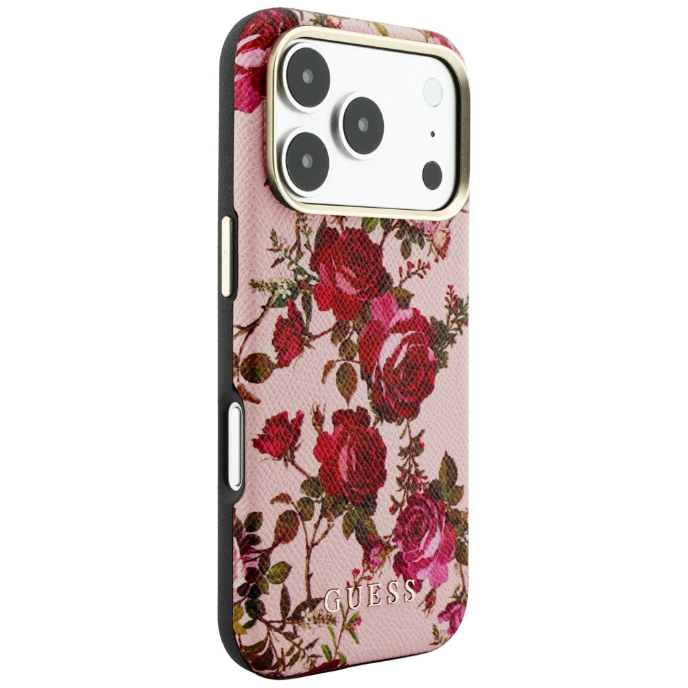 Etui MagSafe do Apple iPhone 18 Pro / 17 Pro, Guess, Blossom Roses Print, różowy