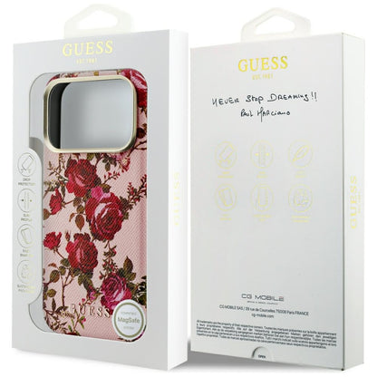Etui MagSafe do Apple iPhone 18 Pro / 17 Pro, Guess, Blossom Roses Print, różowy