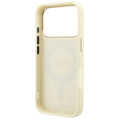 Etui MagSafe do Apple iPhone 18 Pro / 17 Pro, Guess, Grained Ring Stand 360 Classic, beżowy