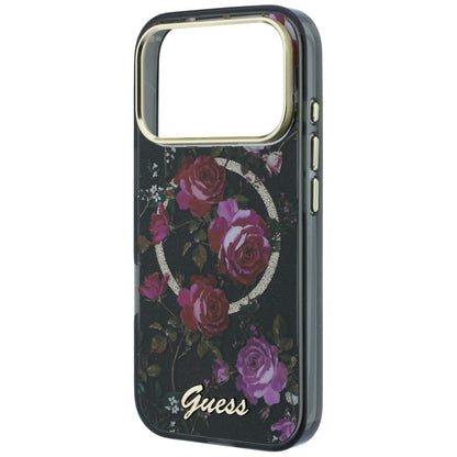 Etui MagSafe do Apple iPhone 18 Pro / 17 Pro, Guess, IML Glitter Blossom Roses, czarne