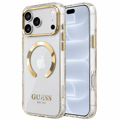 Etui MagSafe do Apple iPhone 18 Pro / 17 Pro, Guess, Metal Outline, Złote