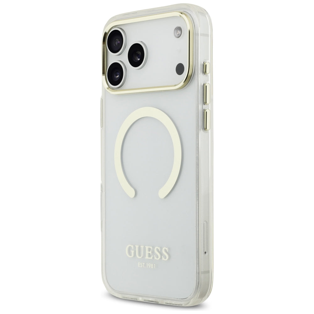 Etui MagSafe do Apple iPhone 18 Pro / 17 Pro, Guess, Metal Outline, Złote
