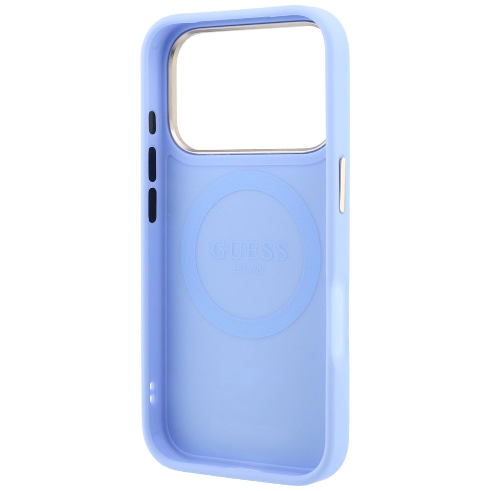 Etui MagSafe do Apple iPhone 18 Pro / 17 Pro, Guess, Peony 4G Small Logo, Bleu