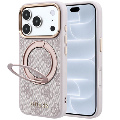 Etui MagSafe do Apple iPhone 18 Pro / 17 Pro, Guess, Ring Stand 360 4G Classic Logo, Różowe