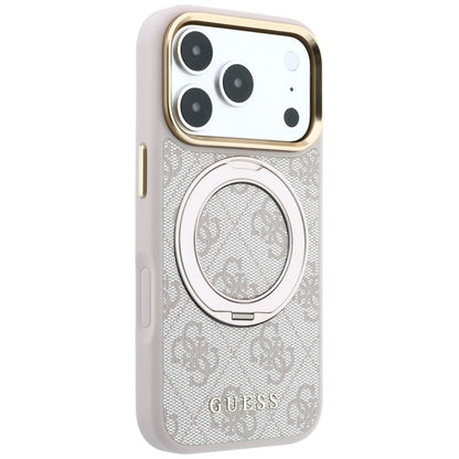 Etui MagSafe do Apple iPhone 18 Pro / 17 Pro, Guess, Ring Stand 360 4G Classic Logo, Różowe