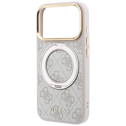 Etui MagSafe do Apple iPhone 18 Pro / 17 Pro, Guess, Ring Stand 360 4G Classic Logo, Różowe
