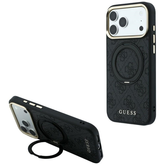 Etui MagSafe do Apple iPhone 18 Pro / 17 Pro, Guess, Ring Stand Classic Logo, Czarny