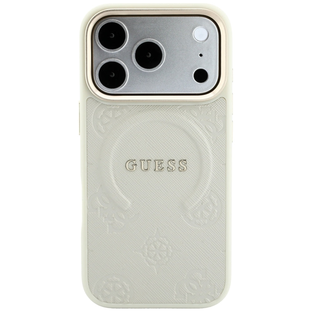 Etui MagSafe do Apple iPhone 18 Pro / 17 Pro, Guess, Saffiano Peony Ring, beżowy