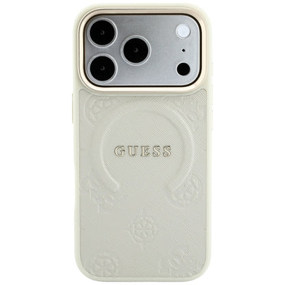 Etui MagSafe do Apple iPhone 18 Pro / 17 Pro, Guess, Saffiano Peony Ring, beżowy