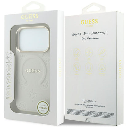Etui MagSafe do Apple iPhone 18 Pro / 17 Pro, Guess, Saffiano Peony Ring, beżowy
