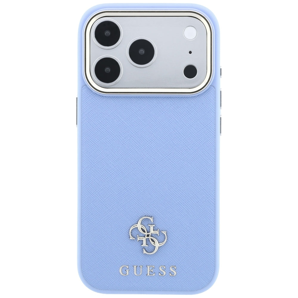 Etui MagSafe do Apple iPhone 18 Pro / 17 Pro, Guess, Saffiano Small 4G Classic, Bleu