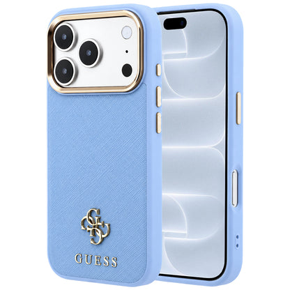 Etui MagSafe do Apple iPhone 18 Pro / 17 Pro, Guess, Saffiano Small 4G Classic, Bleu