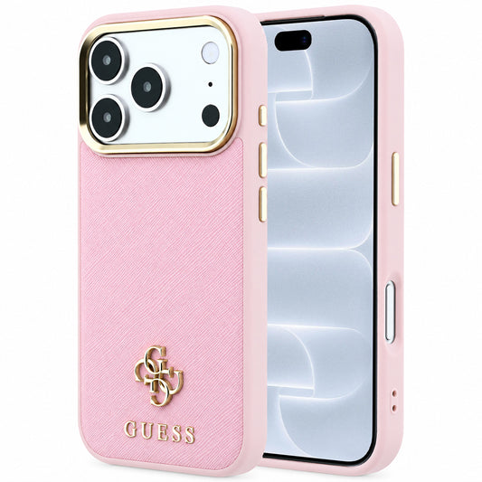 Etui MagSafe do Apple iPhone 18 Pro / 17 Pro, Guess, Saffiano Small 4G Classic, różowy