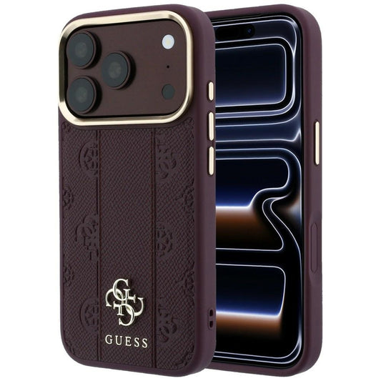 Etui MagSafe do Apple iPhone 18 Pro / 17 Pro, Guess, Stripe Peony 4G, Wiśniowy