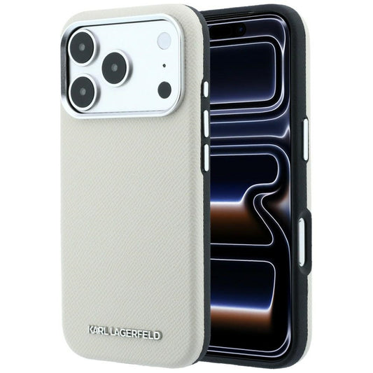 Etui MagSafe do Apple iPhone 18 Pro / 17 Pro, Karl Lagerfeld, Ziarno Wydłużone Logo, Beżowy