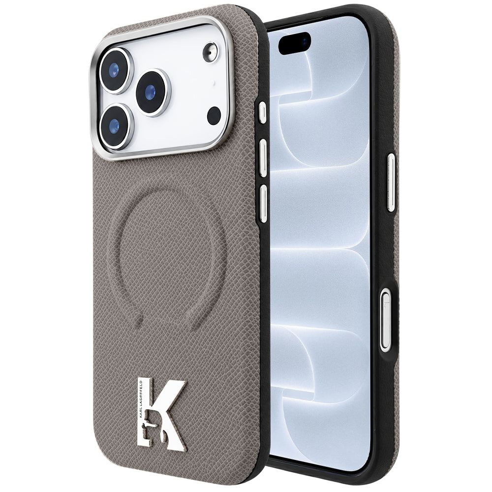 Etui MagSafe do Apple iPhone 18 Pro / 17 Pro, Karl Lagerfeld, Grained Embossed Ring, Beżowy