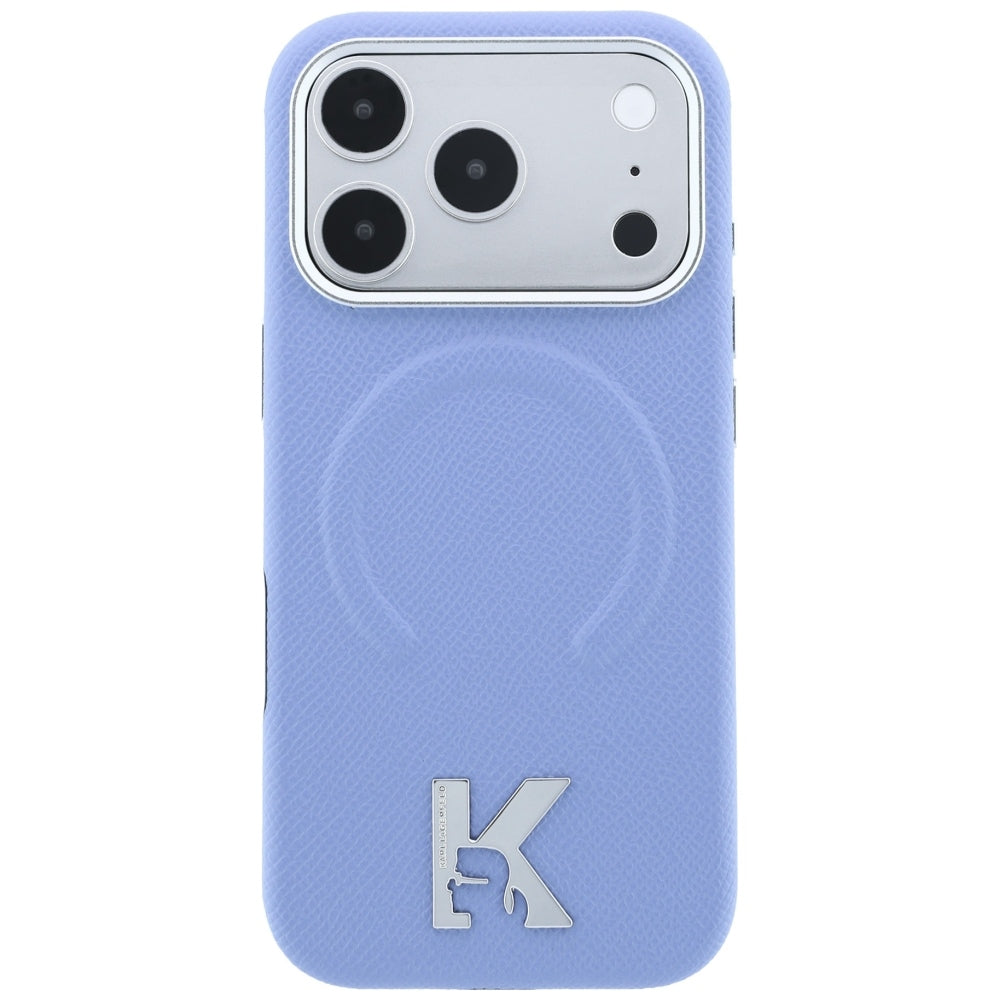 Etui MagSafe do Apple iPhone 18 Pro / 17 Pro, Karl Lagerfeld, Grained Embossed Ring, niebieski