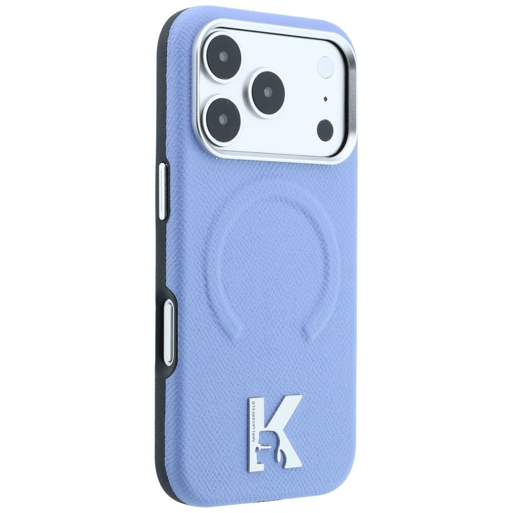 Etui MagSafe do Apple iPhone 18 Pro / 17 Pro, Karl Lagerfeld, Grained Embossed Ring, niebieski