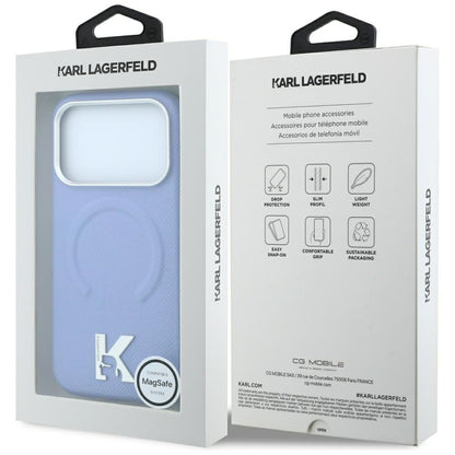 Etui MagSafe do Apple iPhone 18 Pro / 17 Pro, Karl Lagerfeld, Grained Embossed Ring, niebieski