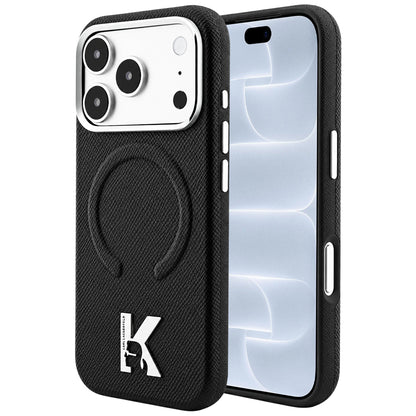Etui MagSafe do Apple iPhone 18 Pro / 17 Pro, Karl Lagerfeld, Grained Embossed Ring, Czarna