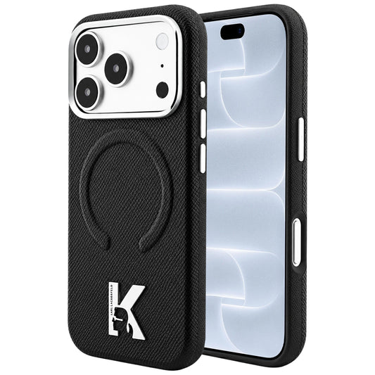 Etui MagSafe do Apple iPhone 18 Pro / 17 Pro, Karl Lagerfeld, Grained Embossed Ring, Czarna