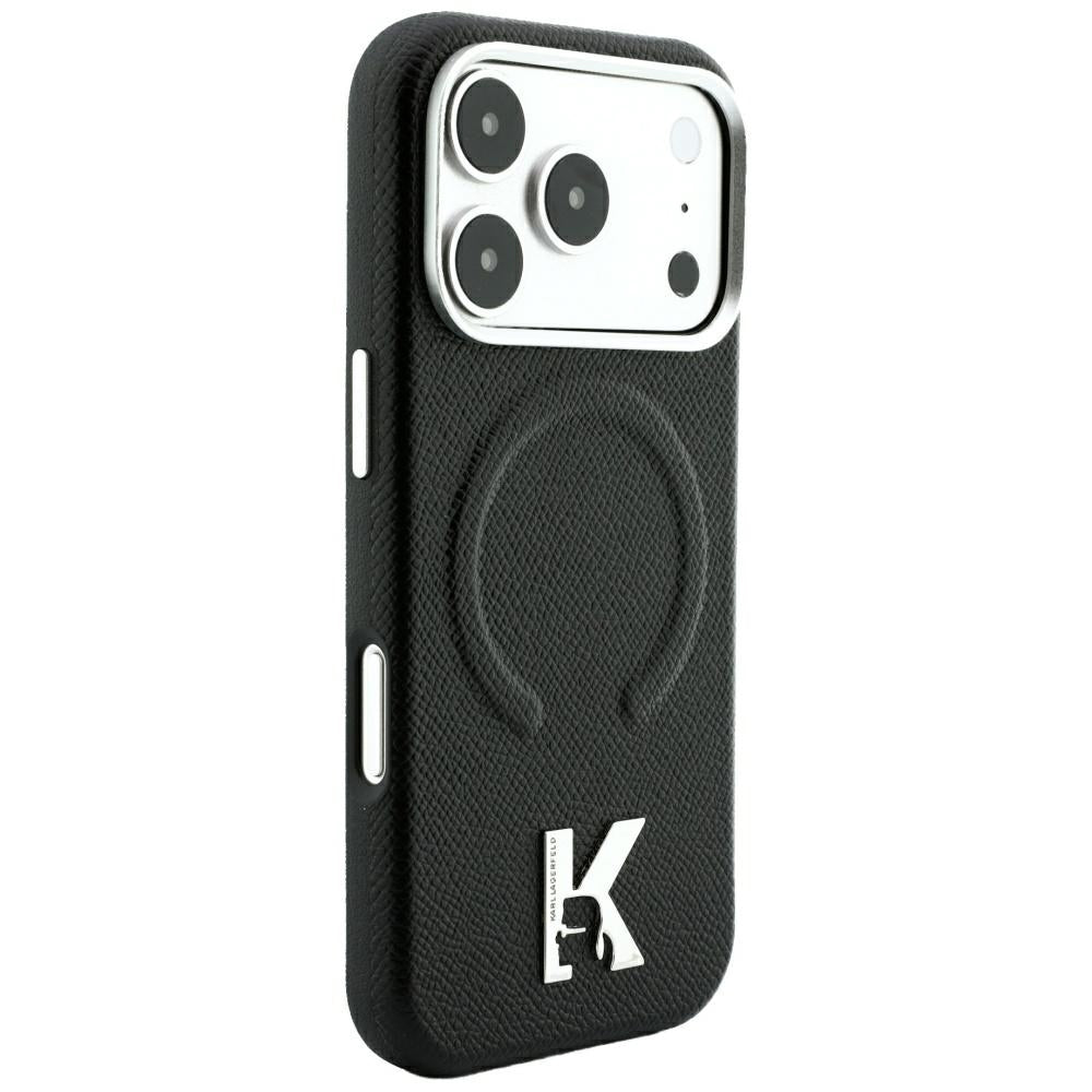 Etui MagSafe do Apple iPhone 18 Pro / 17 Pro, Karl Lagerfeld, Grained Embossed Ring, Czarna
