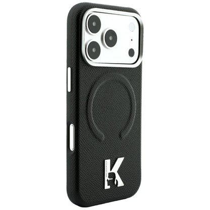 Etui MagSafe do Apple iPhone 18 Pro / 17 Pro, Karl Lagerfeld, Grained Embossed Ring, Czarna