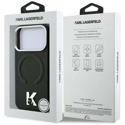 Etui MagSafe do Apple iPhone 18 Pro / 17 Pro, Karl Lagerfeld, Grained Embossed Ring, Czarna