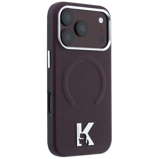 Etui MagSafe do Apple iPhone 18 Pro / 17 Pro, Karl Lagerfeld, Tłoczony Pierścień z Ziarnistą Strukturą, Wiśniowy