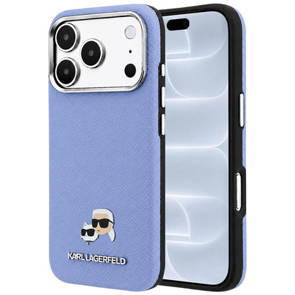Etui MagSafe do Apple iPhone 18 Pro / 17 Pro, Karl Lagerfeld, Grained Karl & Choupette Head's Metal, Bleu