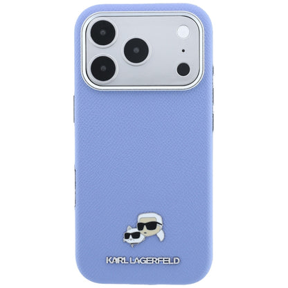 Etui MagSafe do Apple iPhone 18 Pro / 17 Pro, Karl Lagerfeld, Grained Karl & Choupette Head's Metal, Bleu