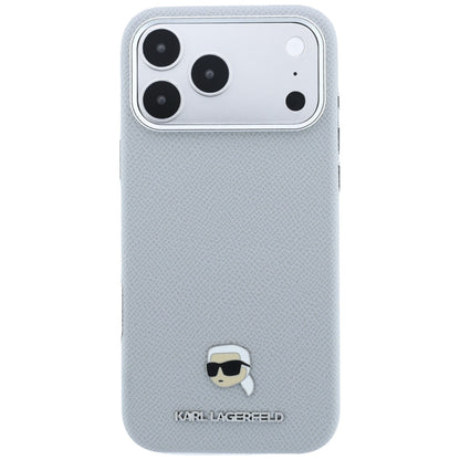 Etui MagSafe do Apple iPhone 18 Pro / 17 Pro, Karl Lagerfeld, Metalowa głowa Karla z fakturą, Szary