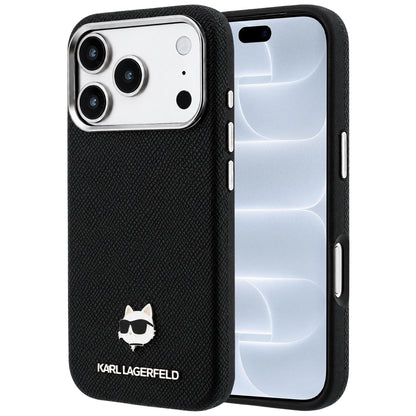 MagSafe Case for Apple iPhone 18 Pro / 17 Pro, Karl Lagerfeld, Grained Karl Head's Metal, Black