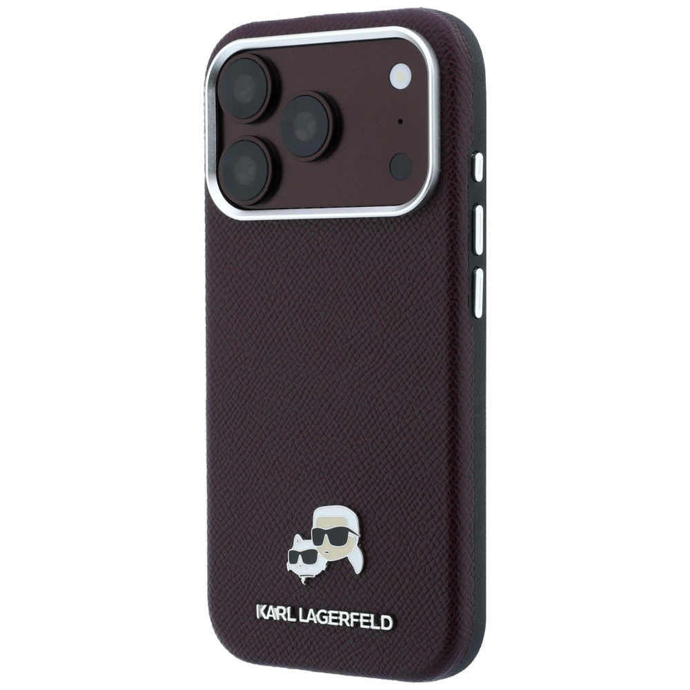 Etui MagSafe do Apple iPhone 18 Pro / 17 Pro, Karl Lagerfeld, Grained KC Heads, Wiśniowy