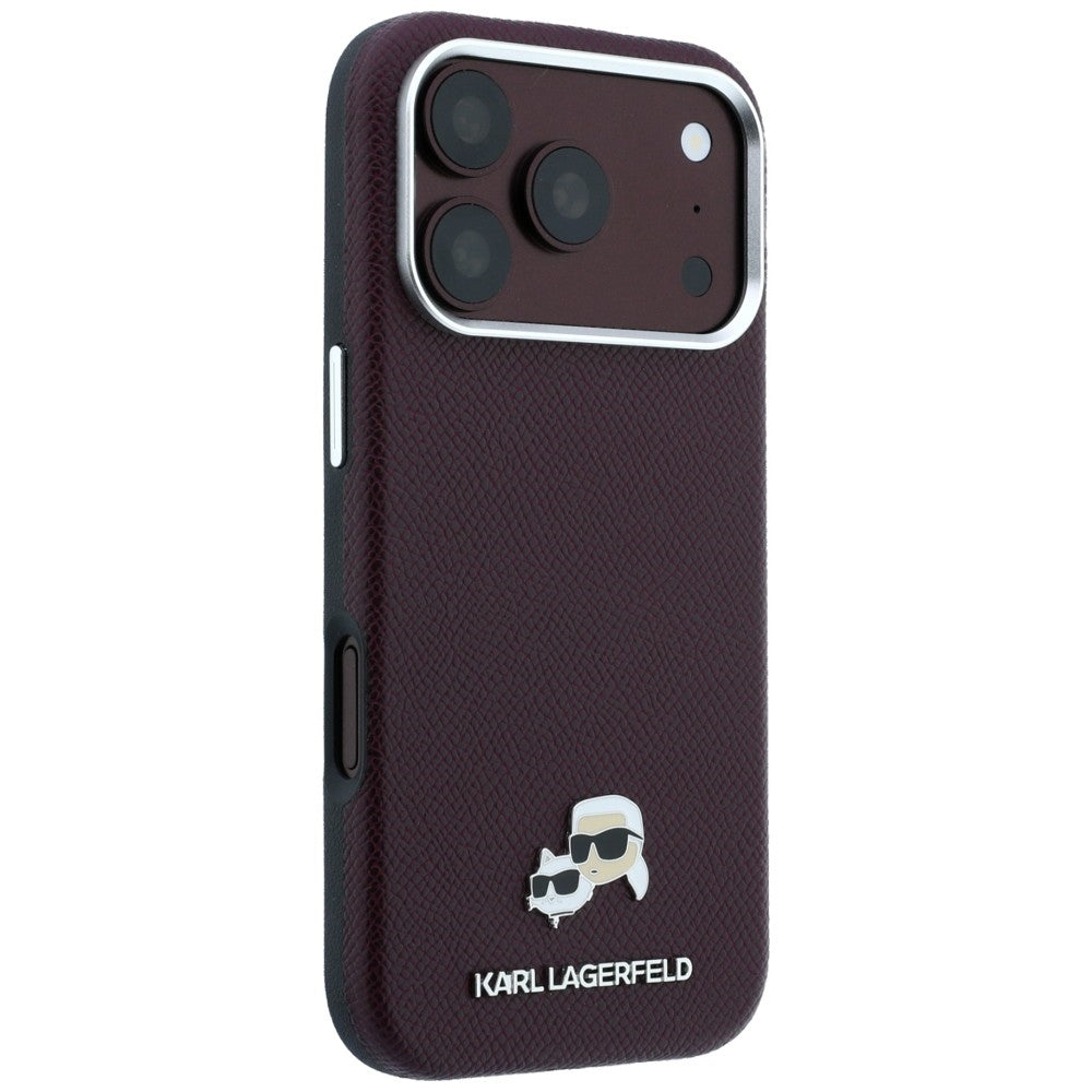 Etui MagSafe do Apple iPhone 18 Pro / 17 Pro, Karl Lagerfeld, Grained KC Heads, Wiśniowy