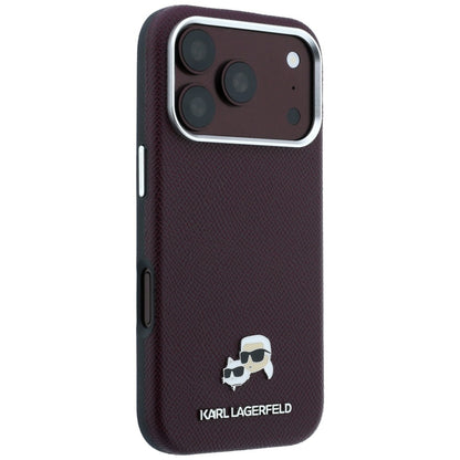 Etui MagSafe do Apple iPhone 18 Pro / 17 Pro, Karl Lagerfeld, Grained KC Heads, Wiśniowy