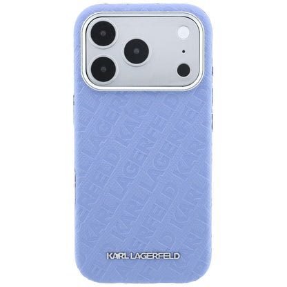 Etui MagSafe do Apple iPhone 18 Pro / 17 Pro, Karl Lagerfeld, Logo z metaliczną fakturą, Niebieskie