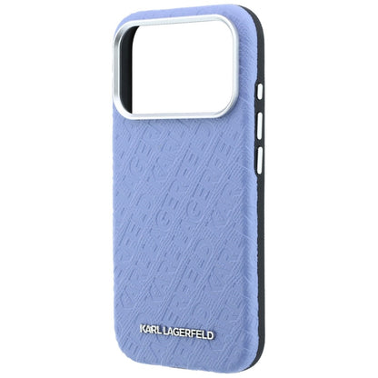 Etui MagSafe do Apple iPhone 18 Pro / 17 Pro, Karl Lagerfeld, Logo z metaliczną fakturą, Niebieskie