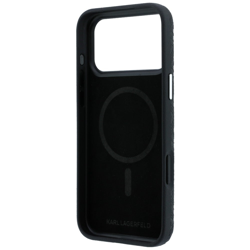 MagSafe Case for Apple iPhone 18 Pro / 17 Pro, Karl Lagerfeld, Grained Metal Logo, Black