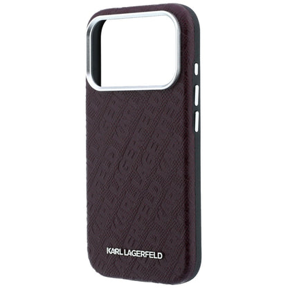 MagSafe Case for Apple iPhone 18 Pro / 17 Pro, Karl Lagerfeld, Grained Metal Logo, Burgundy