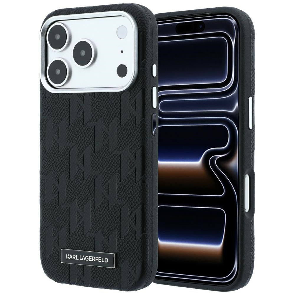 Etui MagSafe do Apple iPhone 18 Pro / 17 Pro, Karl Lagerfeld, Grained Mono Resin Logo, czarne