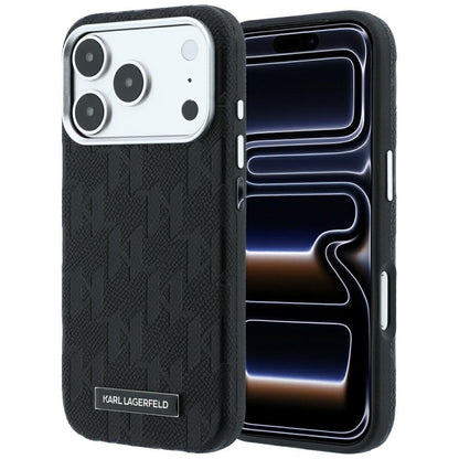 Etui MagSafe do Apple iPhone 18 Pro / 17 Pro, Karl Lagerfeld, Grained Mono Resin Logo, czarne