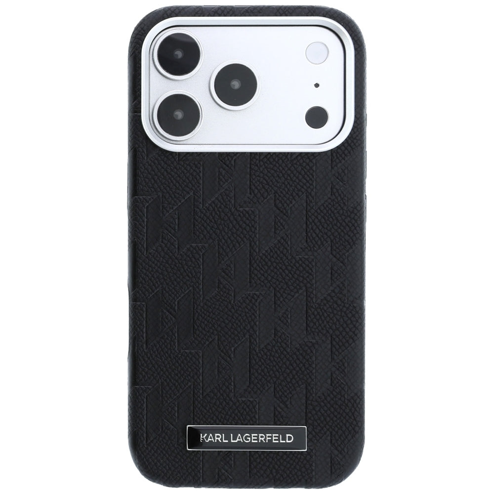 Etui MagSafe do Apple iPhone 18 Pro / 17 Pro, Karl Lagerfeld, Grained Mono Resin Logo, czarne