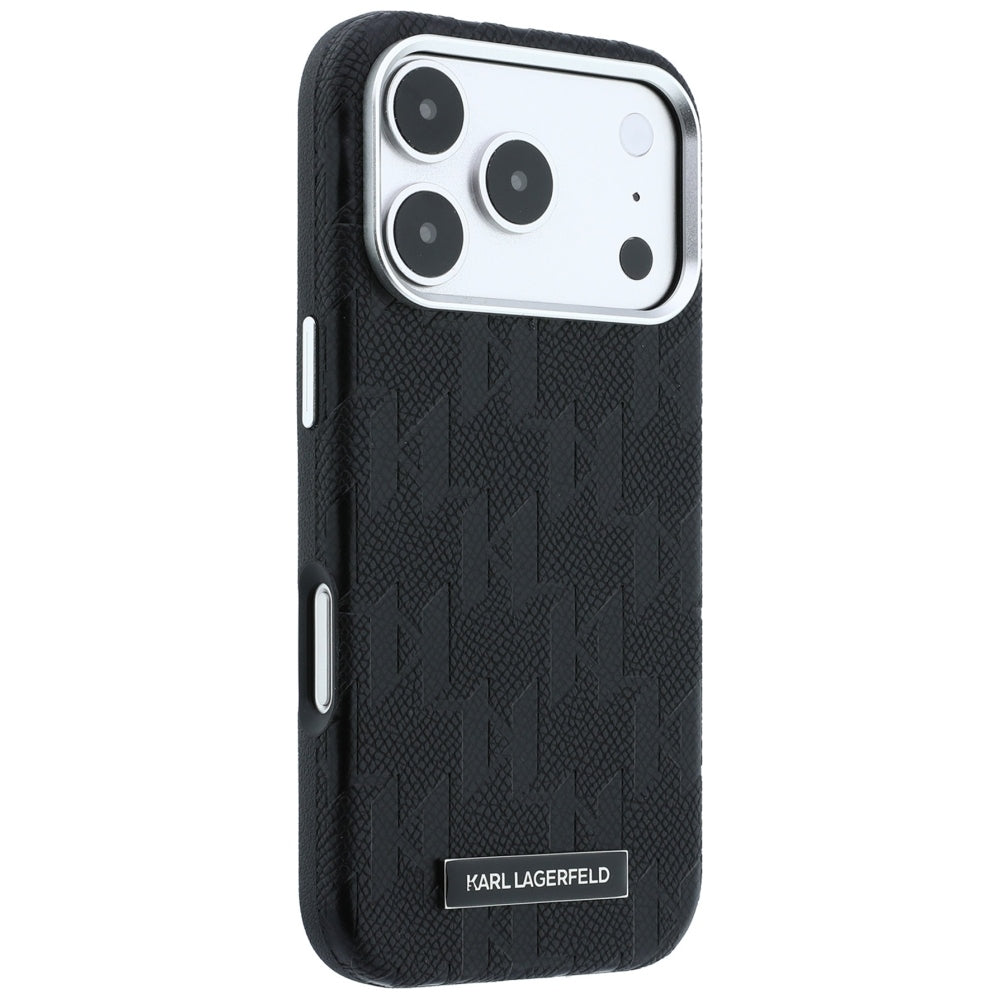 Etui MagSafe do Apple iPhone 18 Pro / 17 Pro, Karl Lagerfeld, Grained Mono Resin Logo, czarne