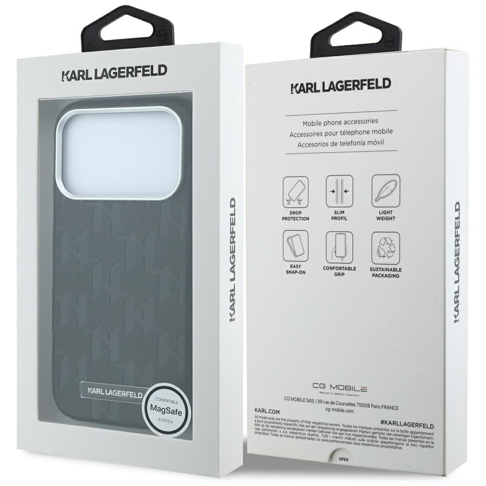 Etui MagSafe do Apple iPhone 18 Pro / 17 Pro, Karl Lagerfeld, Grained Mono Resin Logo, czarne